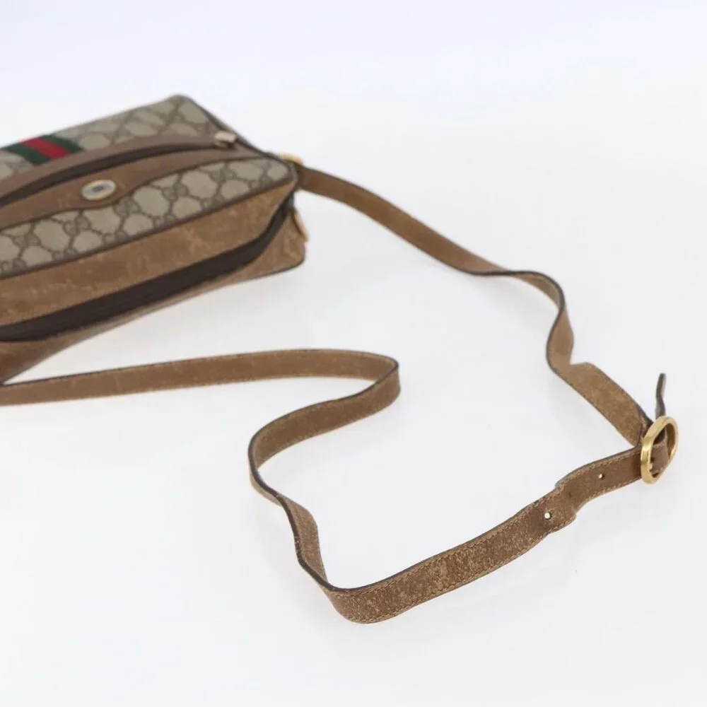 Authentic GUCCI GG Supreme Web Sherry Line Bag PVC Beige Gold 98 02 004 - Picture 14 of 16
